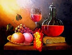 Stillleben Obst und Wein