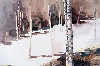 Schneefeld mit 2 Birken Aug 2012 Aquarell auf Btten 35x60cm   von Martin Rder