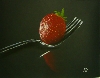 Stillleben Erdbeere auf Gabel  von Petra Hrsch