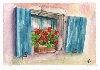 Fenster mit roten Blumen von Alexandra Haise
