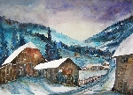 Bauernhäuser im Schnee