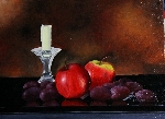 Obst mit Kerstenständer auf Granitplatte