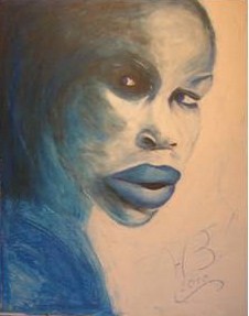 'Portrait in blau ' in Grossansicht