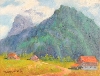 Landschaftsmaler / Kleine Häuser - Hohe Berge