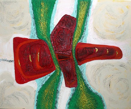 'Reden_ohne_was_zu_sagen_2011_Mai_Collage_auf_Leinwand_100x80cm ' in Grossansicht