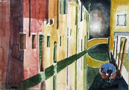 'Canaletto in der Nacht Venezia 9 2011 Aquarell auf Btten 50x35cm ' in Grossansicht