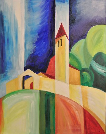 'Kirche bei Falera CH 2013 l auf Leinwand 100x80 cm   ' in Grossansicht