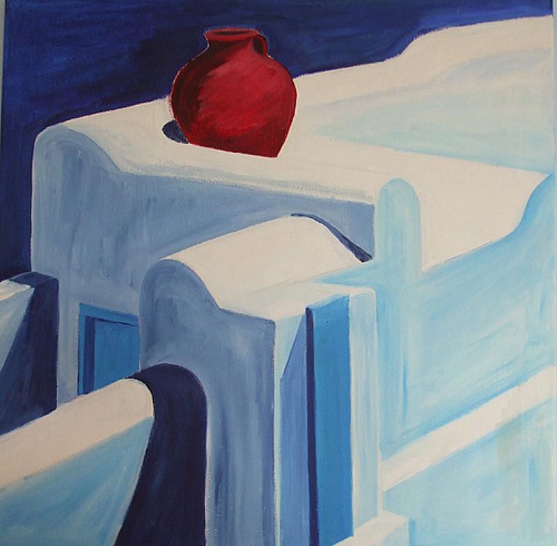 Werk 'Finikia_Santorini_2008_l_auf_Leinwand_80x80cm ' von 'Martin Rder'