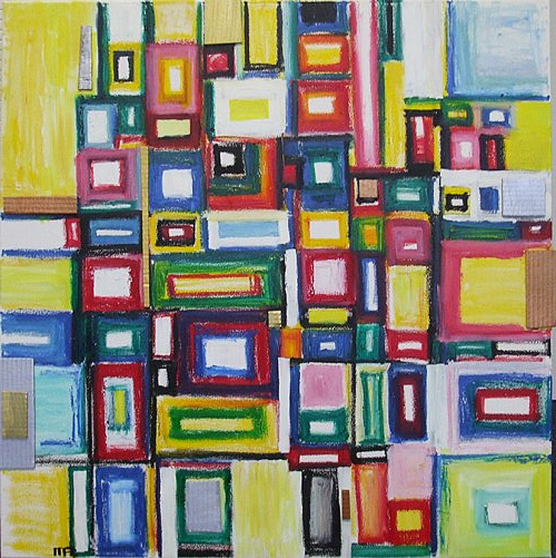 Werk 'Kartenhaus_Febr_2011_lkreide_auf_Leinwand_80x80cm ' von 'Martin Rder'