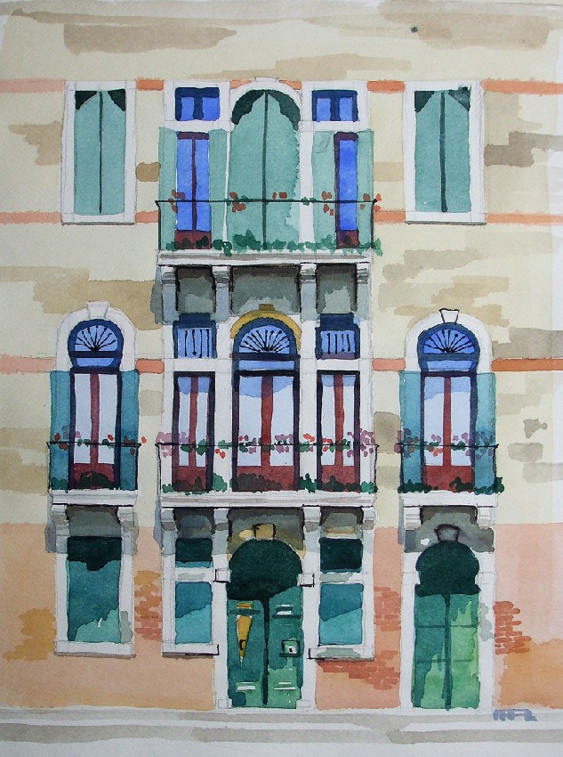 Werk 'Palazzo - Fassade  Venedig 2007 Aquarell auf Btten 24x32 cm ' von 'Martin Rder'