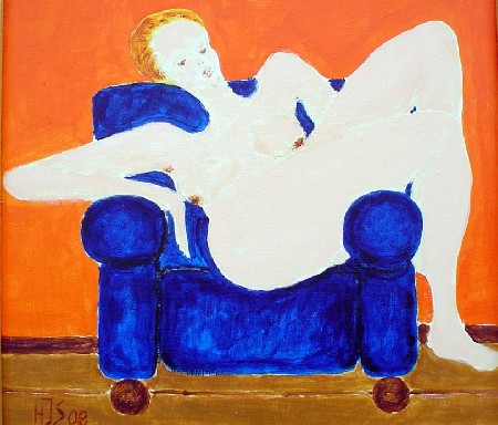 'Bild 444 Dame auf blauem Sessel ' in Grossansicht
