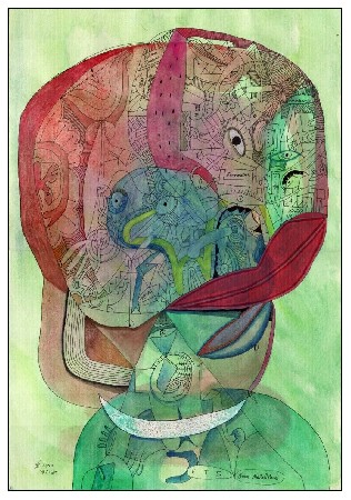 'Frau MataOHara  30x42  Aquarell Tusche 2010 ' in Grossansicht