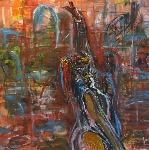 Der Ruf des Schamanen, 60 x 60 cm 2011, Öl auf Leinwand minimiert 
