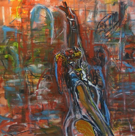 'Der Ruf des Schamanen, 60 x 60 cm 2011, Öl auf Leinwand minimiert ' in Grossansicht