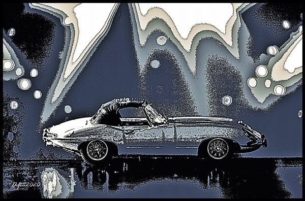 Werk 'JAGUAR-E-Type-Cabrio-1961-II-sw ' von ' Orfeu de SantaTeresa'