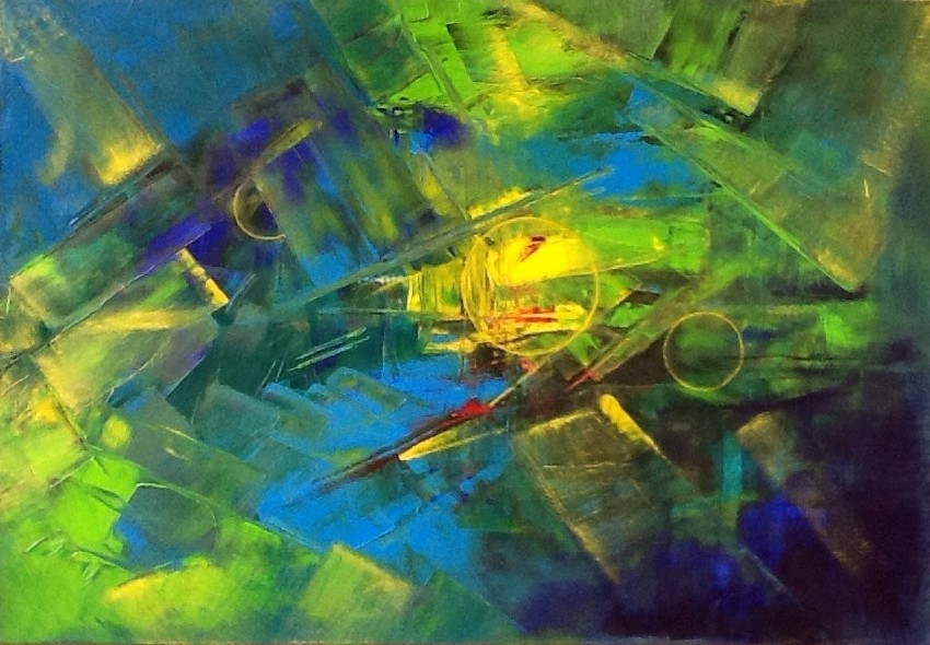 Werk 'oT, - Green in Blue with Yellow' von 'Roswitha Klotz'