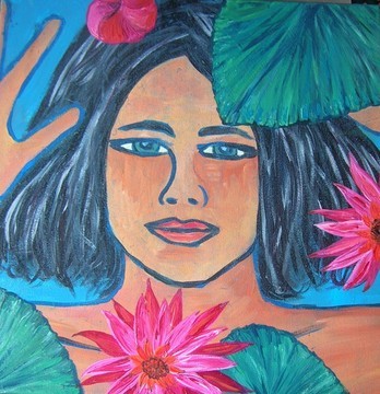 'Frau mit Lotosblüten' in Grossansicht